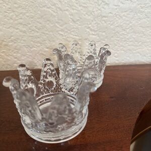 Clear Glass Crown Candle Holders
